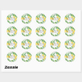 Sticker Rond Aquarelle Citrus Citron Blanc Flore Feutre Vert (Feuille)
