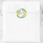 Sticker Rond Aquarelle Citrus Citron Blanc Flore Feutre Vert (Sac)