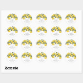 Sticker Rond Aquarelle Citrus Lemon Mariage d'été (Feuille)