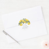 Sticker Rond Aquarelle Citrus Lemon Mariage d'été (Enveloppe)