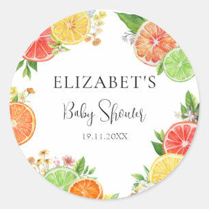 Sticker Rond Aquarelle Citrus Little Cutie Baby shower