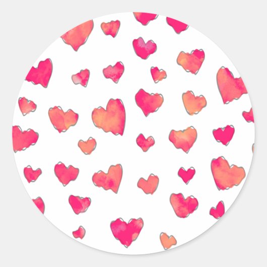 Sticker Rond Aquarelle Coeur Art Motif (Devant)
