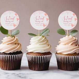 Sticker Rond Aquarelle coeur valentine Merci de douche nuptiale