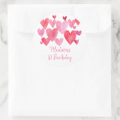 Sticker Rond Aquarelle Coeurs Anniversaire (Sac)