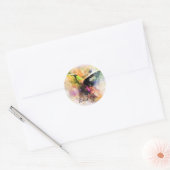 Sticker Rond Aquarelle colibri merci (Enveloppe)