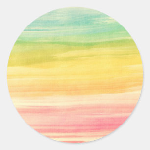 Sticker Rond Aquarelle colorée Brosses