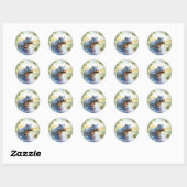 Sticker Rond Aquarelle colorée Hippopotame (Feuille)