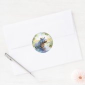 Sticker Rond Aquarelle colorée Hippopotame (Enveloppe)