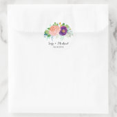 Sticker Rond Aquarelle colorée Mariage floral (Sac)