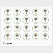 Sticker Rond Aquarelle colorée Palm Tree Monogramme (Feuille)