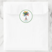 Sticker Rond Aquarelle colorée Palm Tree Monogramme (Sac)