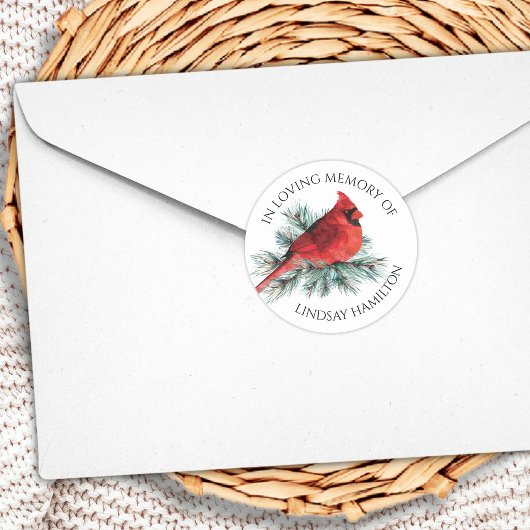 Sticker Rond Aquarelle commémorative Cardinal Pine