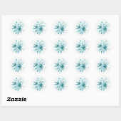 Sticker Rond Aquarelle Corail - Bleu 2 (Feuille)