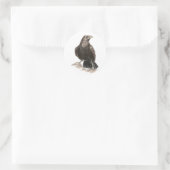 Sticker Rond Aquarelle Corbeau Oiseau Nature Art (Sac)
