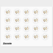 Sticker Rond Aquarelle côtière Oyster Wedding Favoriser (Feuille)