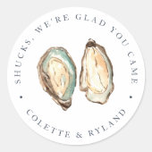 Sticker Rond Aquarelle côtière Oyster Wedding Favoriser (Devant)