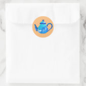 Sticker Rond Aquarelle couleur bleu teapot (Sac)
