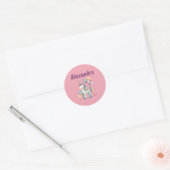 Sticker Rond Aquarelle couleur mignonne licorne (Enveloppe)