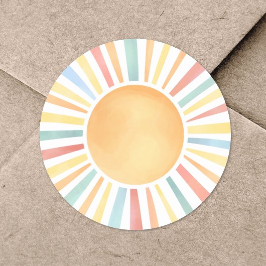 Sticker Rond Aquarelle couleur soleil