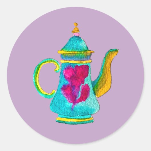 Sticker Rond Aquarelle couleur turque teapot (Devant)