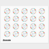 Sticker Rond Aquarelle couleur vive Merci floral (Feuille)