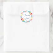 Sticker Rond Aquarelle couleur vive Merci floral (Sac)