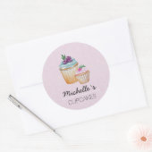 Sticker Rond Aquarelle Coupe-Gâteaux Et Fruits (Enveloppe)