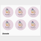 Sticker Rond Aquarelle Coupe-Gâteaux Et Fruits (Feuille)