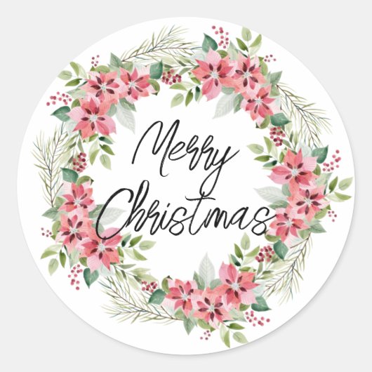 Sticker Rond Aquarelle couronne de noël (Devant)