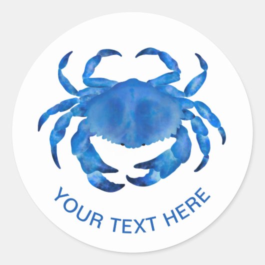 Sticker Rond Aquarelle Crabe Bleu (Devant)