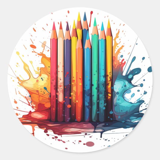 Sticker Rond Aquarelle crayon (Devant)
