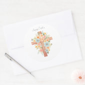 Sticker Rond Aquarelle Croix de Pâques personnalisée (Enveloppe)