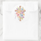 Sticker Rond Aquarelle Croix de Pâques personnalisée (Sac)