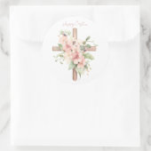 Sticker Rond Aquarelle Croix de Pâques personnalisée (Sac)