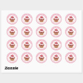 Sticker Rond Aquarelle Cupcake Maison Petite entreprise (Feuille)