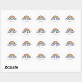 Sticker Rond Aquarelle Cute Arc-En-Ciel Et Nuages (Feuille)
