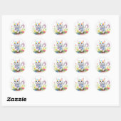 Sticker Rond Aquarelle Cute chat (Feuille)