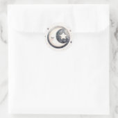 Sticker Rond Aquarelle Cute Crescent Moon et Stars (Sac)