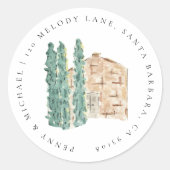 Sticker Rond Aquarelle Cypress Trees Adresse de retour (Devant)