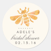 Sticker Rond Aquarelle d'abeille dorée Fête des mariées (Devant)