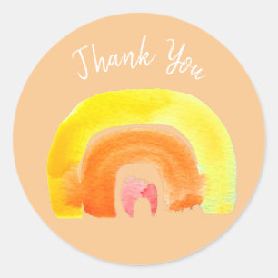 Sticker Rond Aquarelle d'amour arc-en-ciel orange