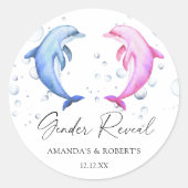 Sticker Rond Aquarelle Dauphins Révélation de genre (Devant)