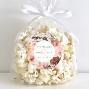 Sticker Rond Aquarelle d'automne Boho Floral Mariage