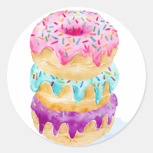 Sticker Rond Aquarelle de beignets (Devant)