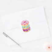 Sticker Rond Aquarelle de beignets (Enveloppe)