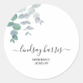 Sticker Rond Aquarelle de bijoux Eucalyptus (Devant)