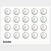 Sticker Rond Aquarelle de Boho florale et monogramme du (Feuille)