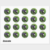Sticker Rond Aquarelle de chat de Tuxedo (Feuille)
