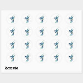 Sticker Rond Aquarelle de colibri bleu (Feuille)