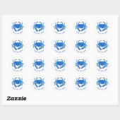 Sticker Rond Aquarelle de crabe bleu (Feuille)